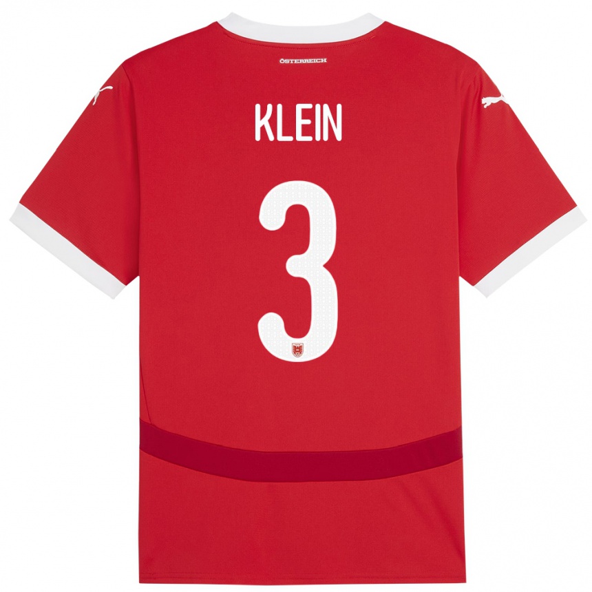 Kinder Fußball Österreich Jennifer Klein #3 Rot Heimtrikot Trikot 24-26 T-Shirt Luxemburg