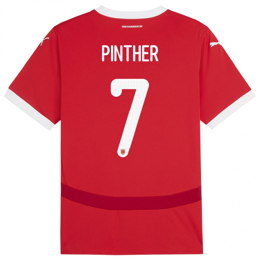 Kinder Fußball Österreich Viktoria Pinther #7 Rot Heimtrikot Trikot 24-26 T-Shirt Luxemburg