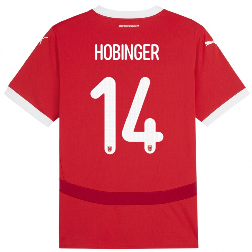 Kinder Fußball Österreich Marie Höbinger #14 Rot Heimtrikot Trikot 24-26 T-Shirt Luxemburg