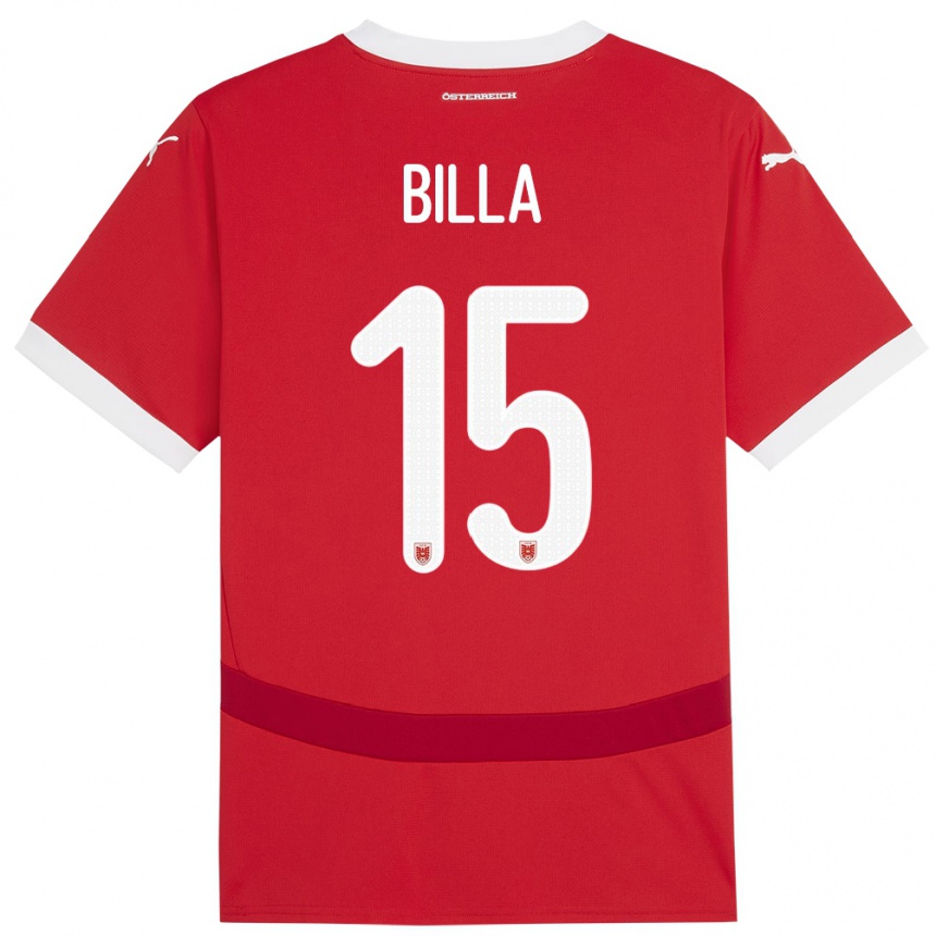 Kinder Fußball Österreich Nicole Billa #15 Rot Heimtrikot Trikot 24-26 T-Shirt Luxemburg