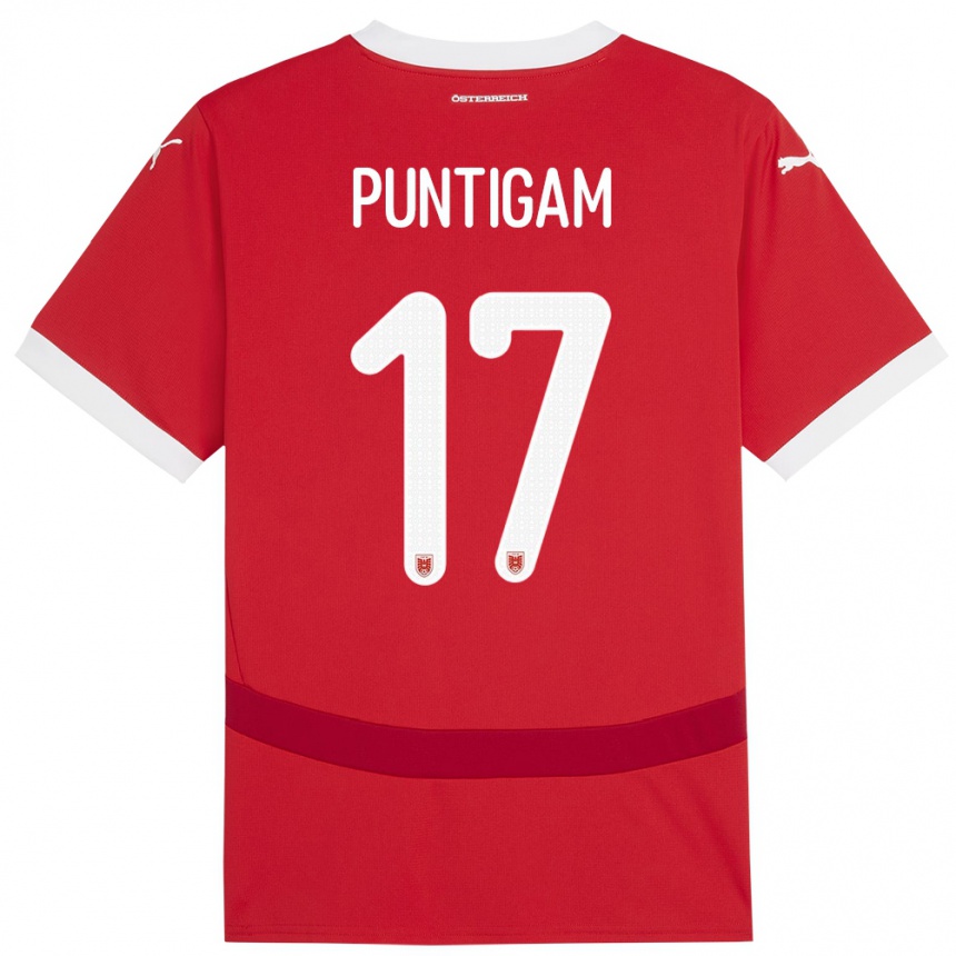 Kinder Fußball Österreich Sarah Puntigam #17 Rot Heimtrikot Trikot 24-26 T-Shirt Luxemburg