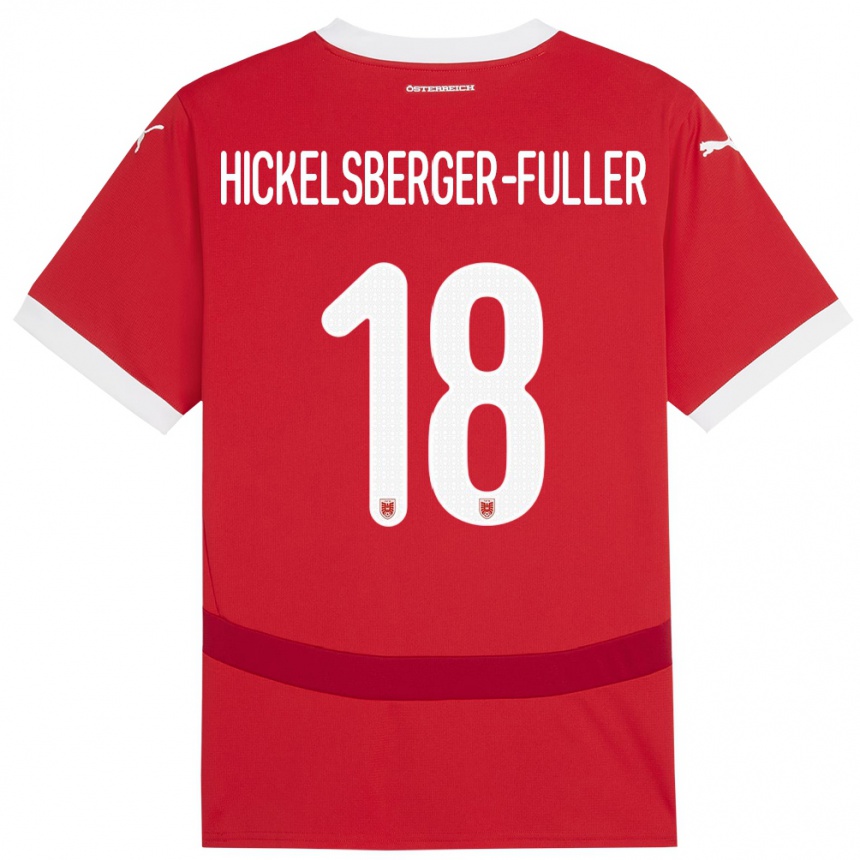 Kinder Fußball Österreich Julia Hickelsberger-Füller #18 Rot Heimtrikot Trikot 24-26 T-Shirt Luxemburg