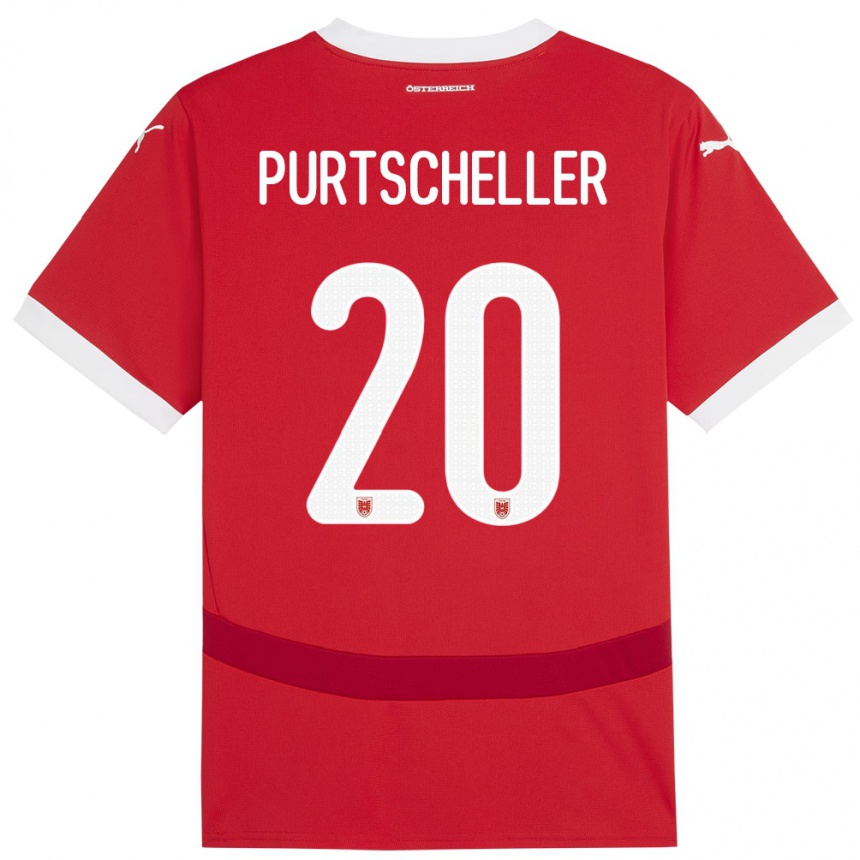 Kinder Fußball Österreich Lilli Purtscheller #20 Rot Heimtrikot Trikot 24-26 T-Shirt Luxemburg