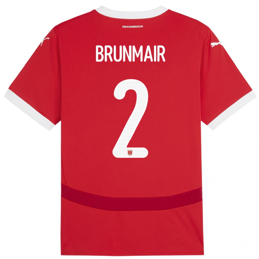 Kinder Fußball Österreich Livia Brunmair #2 Rot Heimtrikot Trikot 24-26 T-Shirt Luxemburg