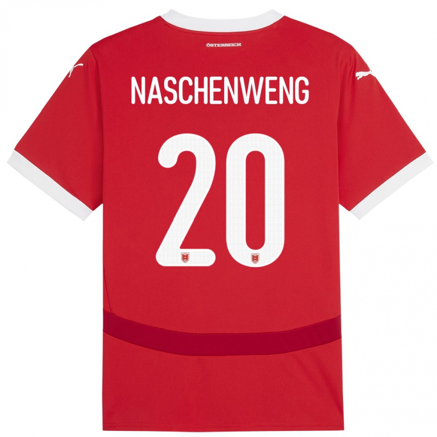 Kinder Fußball Österreich Katharina Naschenweng #20 Rot Heimtrikot Trikot 24-26 T-Shirt Luxemburg