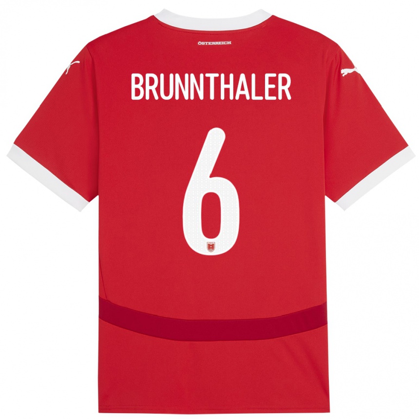 Kinder Fußball Österreich Melanie Brunnthaler #6 Rot Heimtrikot Trikot 24-26 T-Shirt Luxemburg