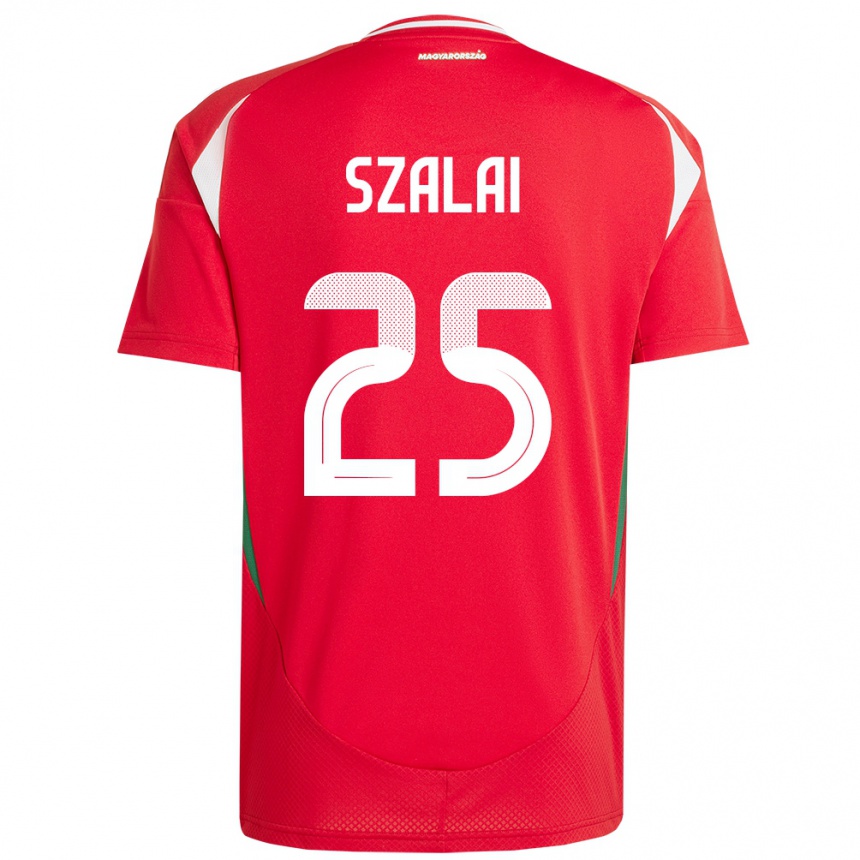 Kinder Fußball Ungarn Gábor Szalai #25 Rot Heimtrikot Trikot 24-26 T-Shirt Luxemburg