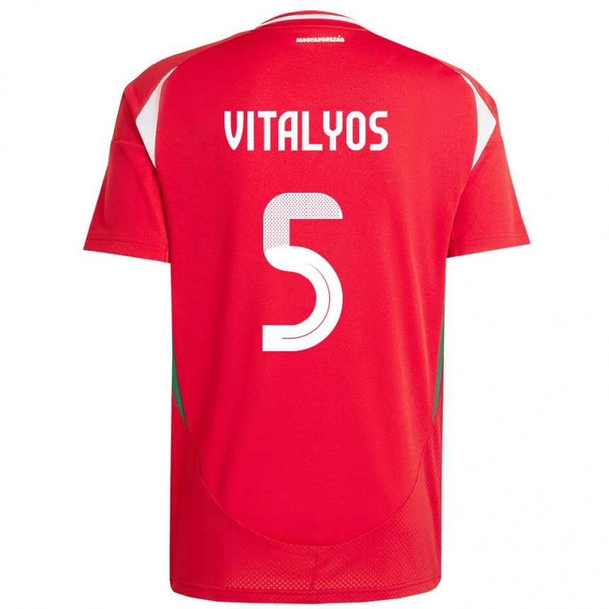 Kinder Fußball Ungarn Viktor Vitályos #5 Rot Heimtrikot Trikot 24-26 T-Shirt Luxemburg