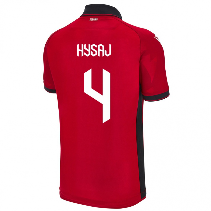 Kinder Fußball Albanien Elseid Hysaj #4 Rot Heimtrikot Trikot 24-26 T-Shirt Luxemburg