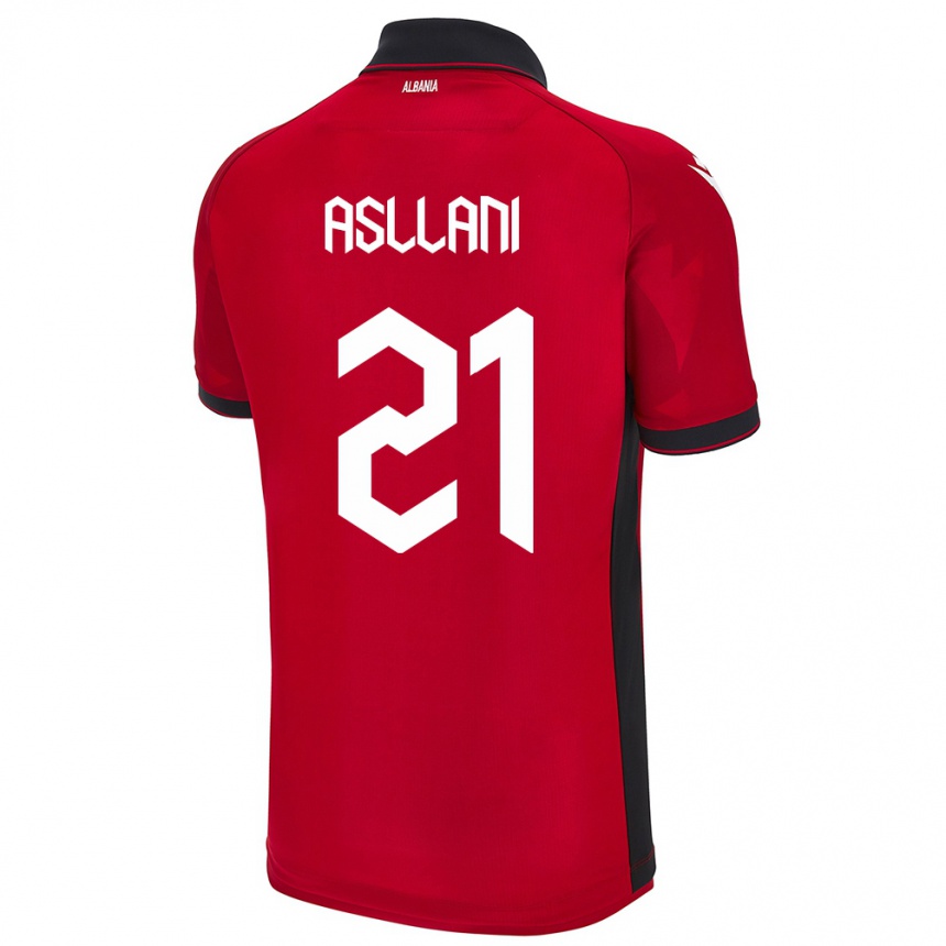 Kinder Fußball Albanien Kristjan Asllani #21 Rot Heimtrikot Trikot 24-26 T-Shirt Luxemburg