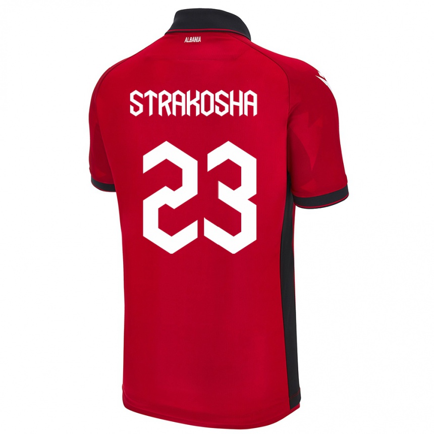 Kinder Fußball Albanien Thomas Strakosha #23 Rot Heimtrikot Trikot 24-26 T-Shirt Luxemburg