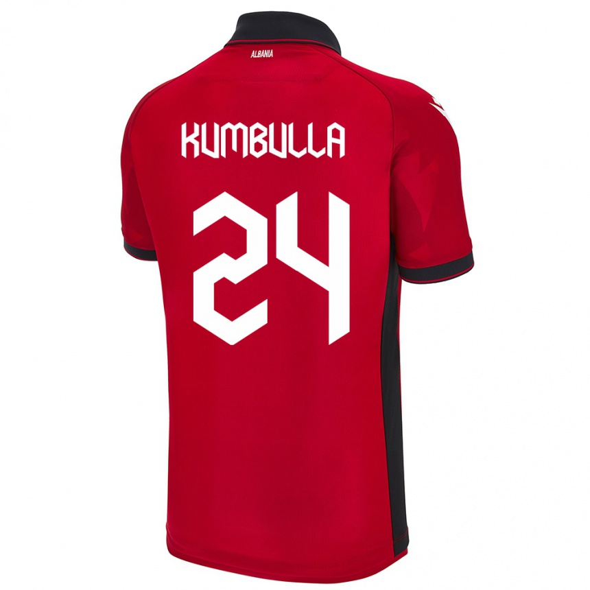 Kinder Fußball Albanien Marash Kumbulla #24 Rot Heimtrikot Trikot 24-26 T-Shirt Luxemburg