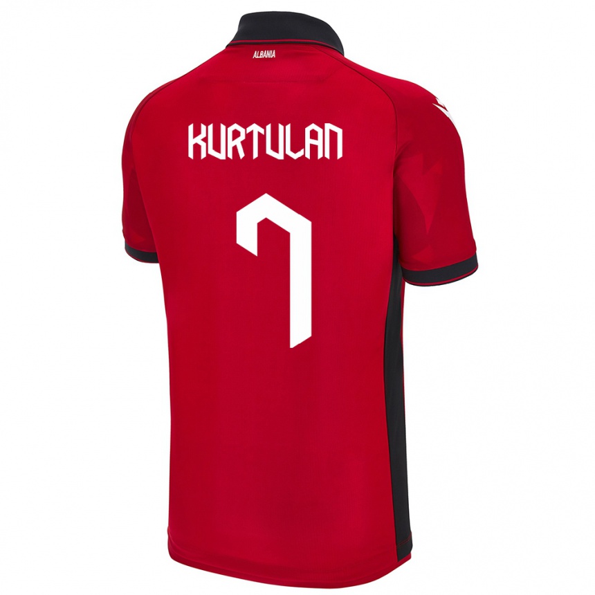 Kinder Fußball Albanien Arda Kurtulan #7 Rot Heimtrikot Trikot 24-26 T-Shirt Luxemburg