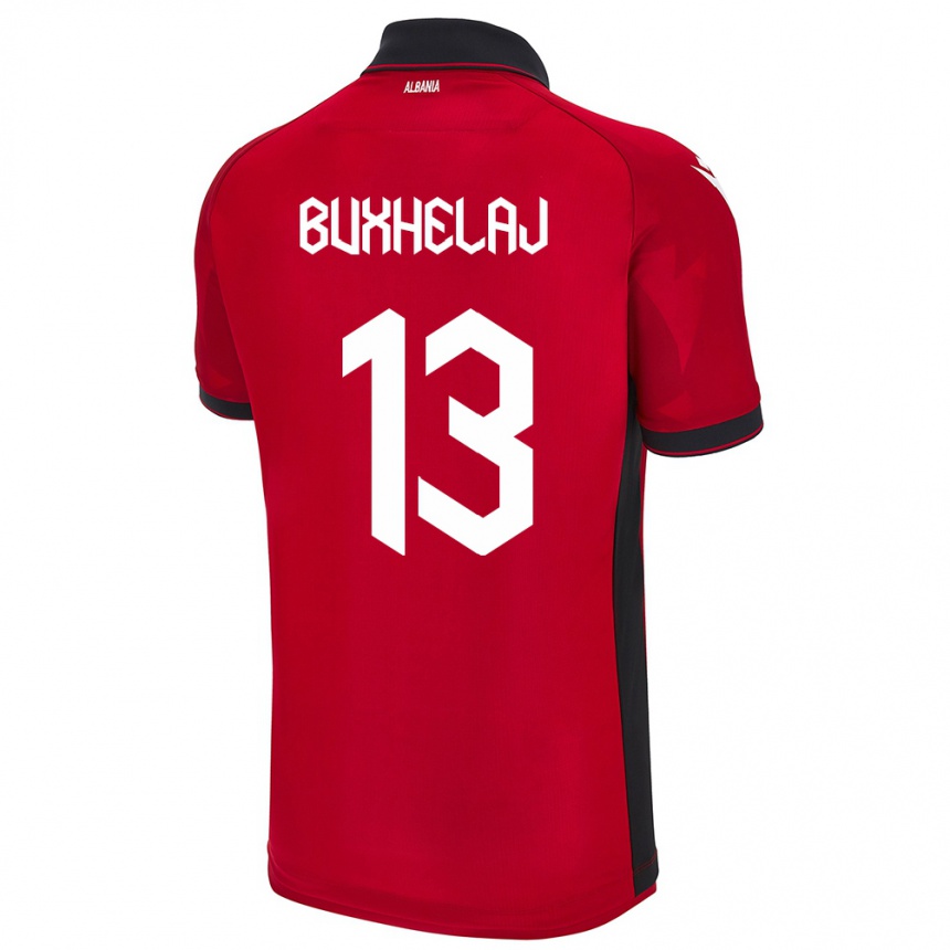 Kinder Fußball Albanien Paulo Buxhelaj #13 Rot Heimtrikot Trikot 24-26 T-Shirt Luxemburg