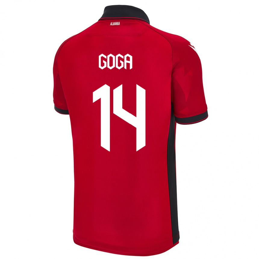 Kinder Fußball Albanien Ergi Goga #14 Rot Heimtrikot Trikot 24-26 T-Shirt Luxemburg