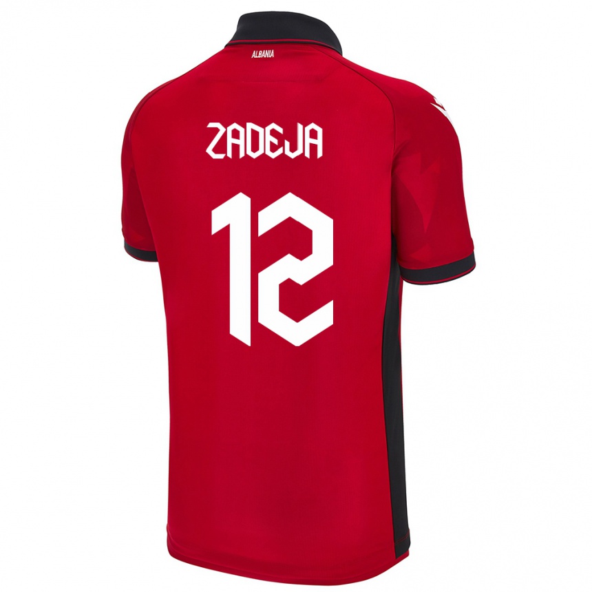 Kinder Fußball Albanien Darius Zadeja #12 Rot Heimtrikot Trikot 24-26 T-Shirt Luxemburg