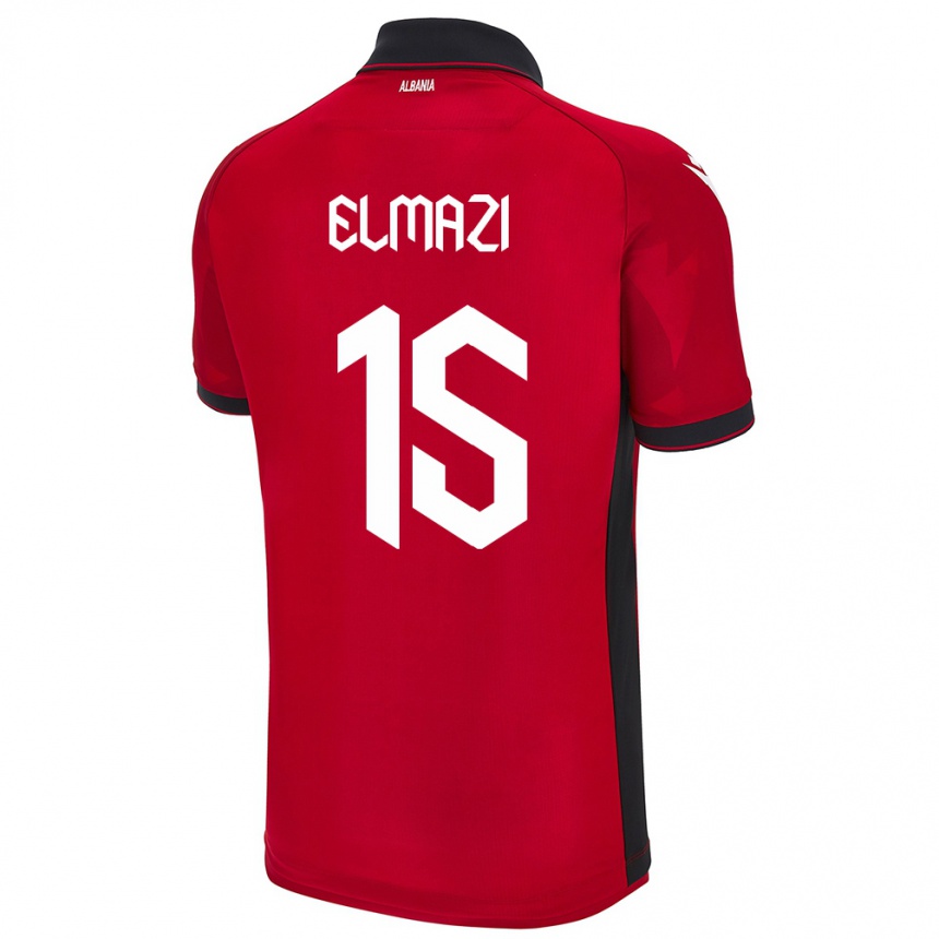 Kinder Fußball Albanien Enea Elmazi #15 Rot Heimtrikot Trikot 24-26 T-Shirt Luxemburg