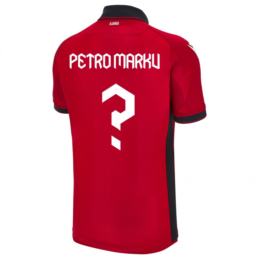 Kinder Fußball Albanien Petro Marku #0 Rot Heimtrikot Trikot 24-26 T-Shirt Luxemburg