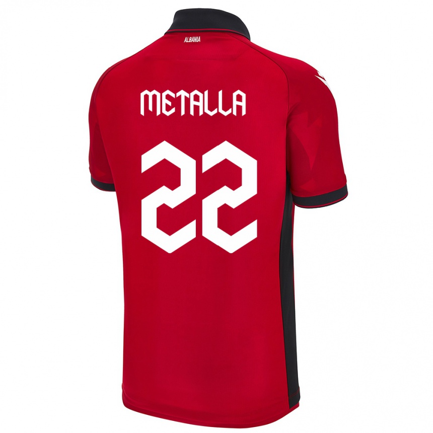 Kinder Fußball Albanien Mikaela Metalla #22 Rot Heimtrikot Trikot 24-26 T-Shirt Luxemburg