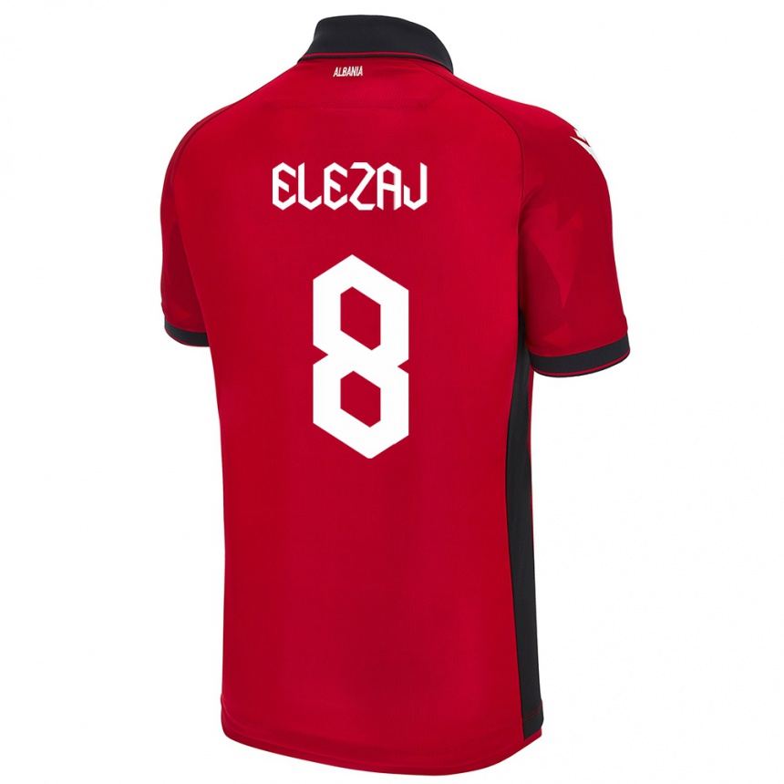 Kinder Fußball Albanien Endrina Elezaj #8 Rot Heimtrikot Trikot 24-26 T-Shirt Luxemburg