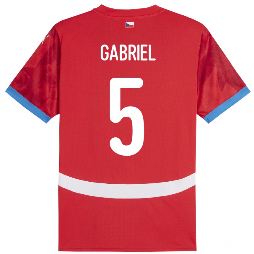 Kinder Fußball Tschechien Adam Gabriel #5 Rot Heimtrikot Trikot 24-26 T-Shirt Luxemburg