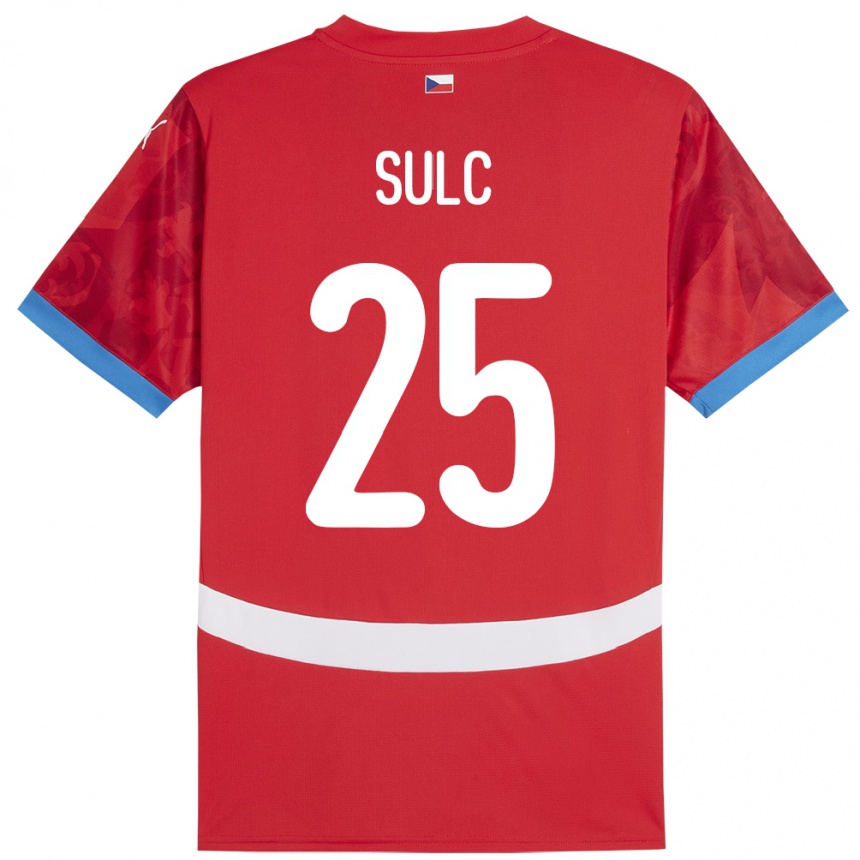 Kinder Fußball Tschechien Pavel Sulc #25 Rot Heimtrikot Trikot 24-26 T-Shirt Luxemburg