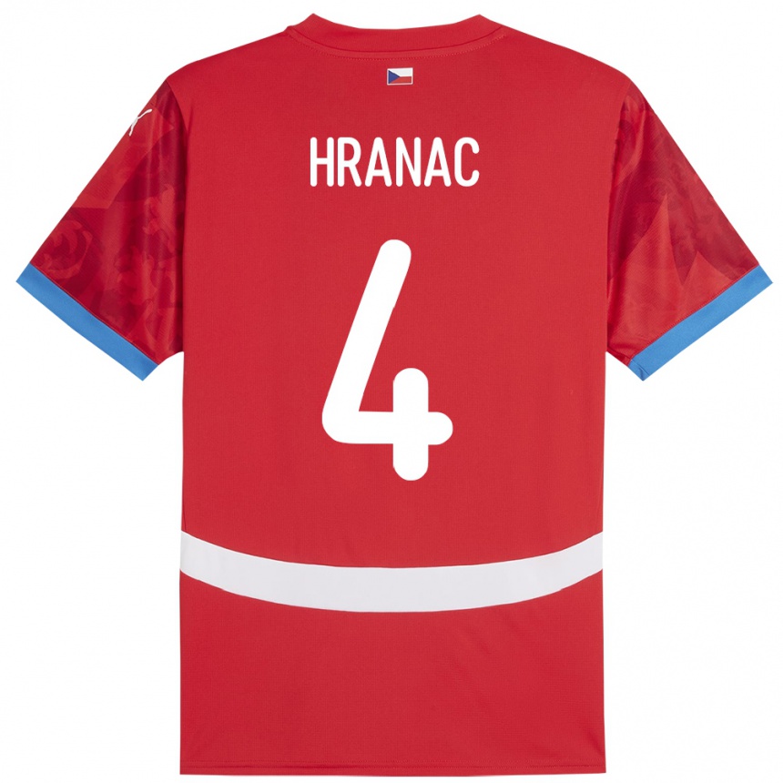 Kinder Fußball Tschechien Robin Hranac #4 Rot Heimtrikot Trikot 24-26 T-Shirt Luxemburg