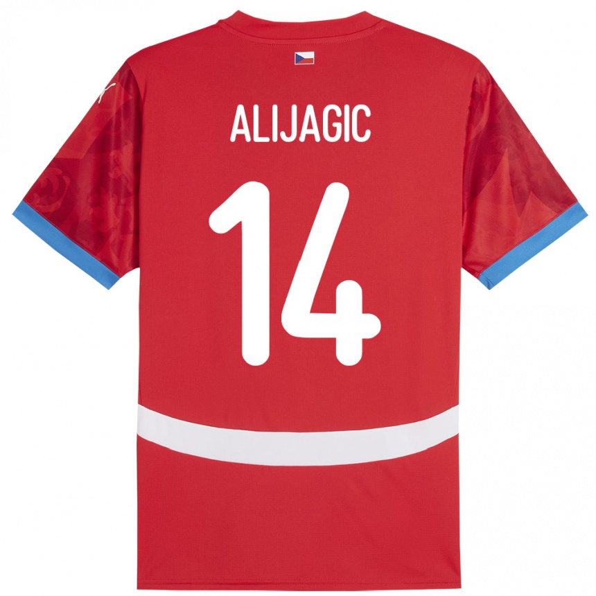 Kinder Fußball Tschechien Denis Alijagic #14 Rot Heimtrikot Trikot 24-26 T-Shirt Luxemburg