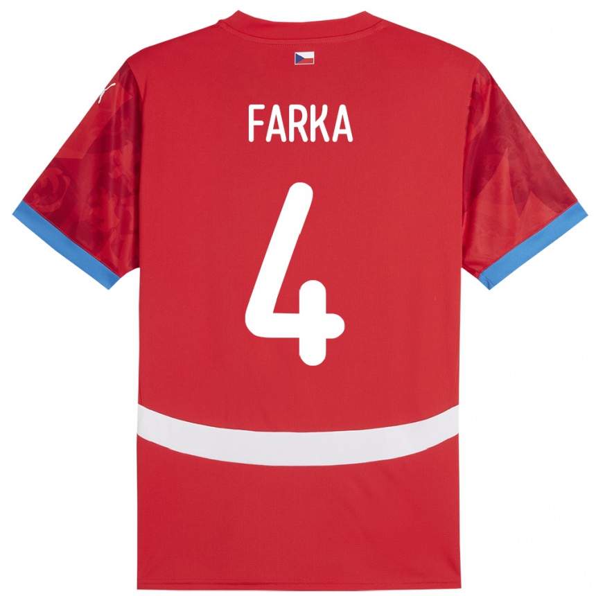 Kinder Fußball Tschechien Dominik Farka #4 Rot Heimtrikot Trikot 24-26 T-Shirt Luxemburg