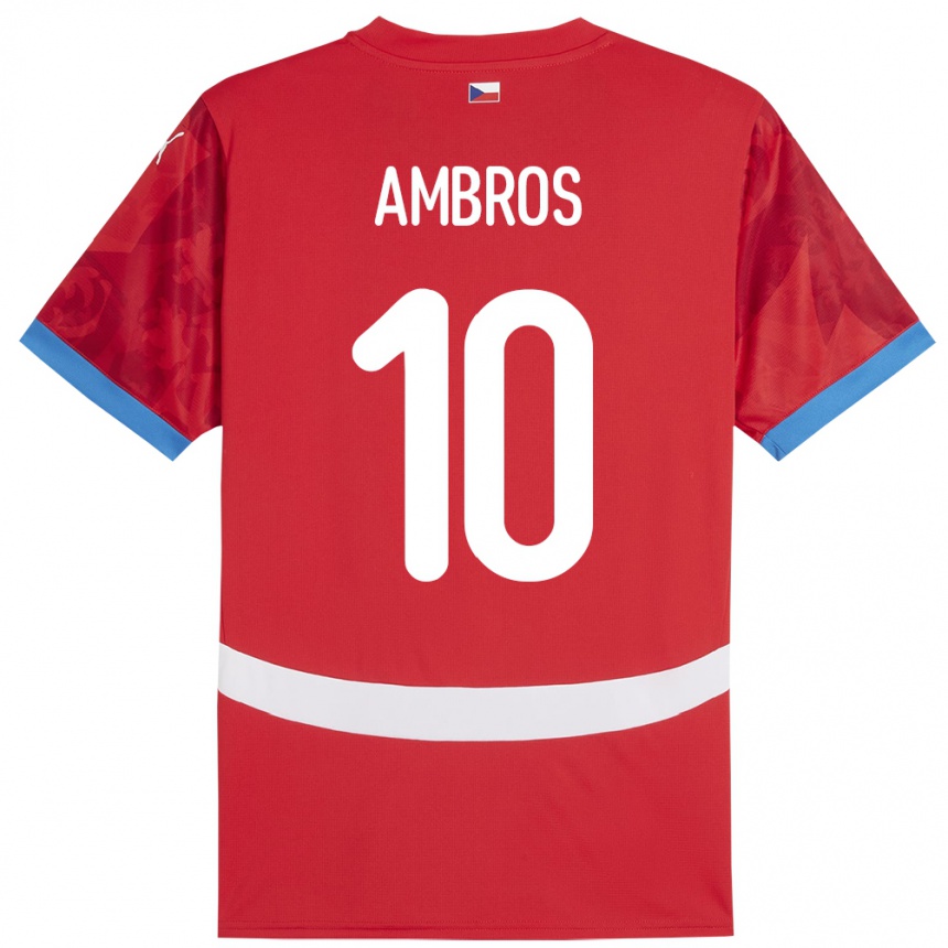 Kinder Fußball Tschechien Lukas Ambros #10 Rot Heimtrikot Trikot 24-26 T-Shirt Luxemburg