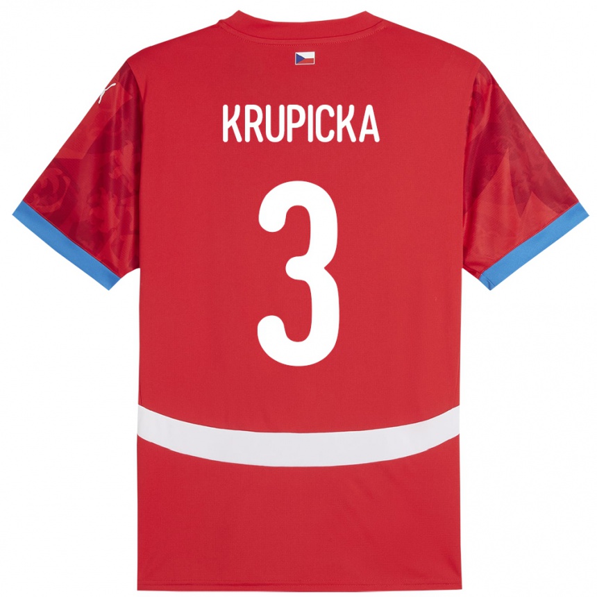 Kinder Fußball Tschechien David Krupicka #3 Rot Heimtrikot Trikot 24-26 T-Shirt Luxemburg