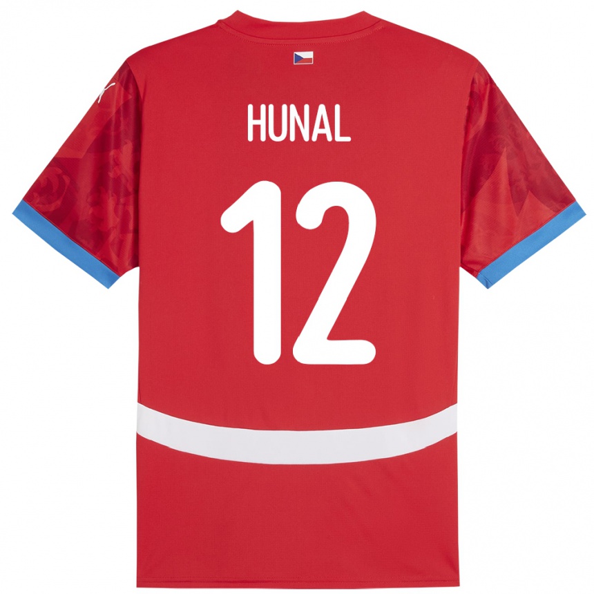 Kinder Fußball Tschechien Eric Hunal #12 Rot Heimtrikot Trikot 24-26 T-Shirt Luxemburg