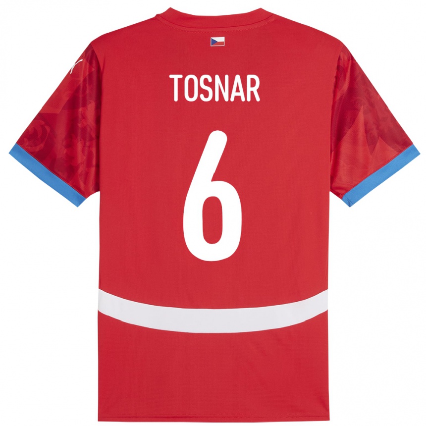 Kinder Fußball Tschechien Jakub Tosnar #6 Rot Heimtrikot Trikot 24-26 T-Shirt Luxemburg