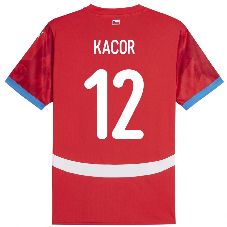 Kinder Fußball Tschechien Pavel Kacor #12 Rot Heimtrikot Trikot 24-26 T-Shirt Luxemburg