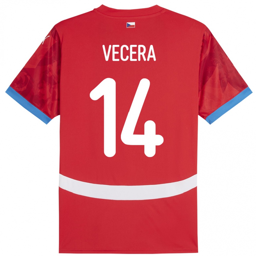 Kinder Fußball Tschechien Filip Vecera #14 Rot Heimtrikot Trikot 24-26 T-Shirt Luxemburg