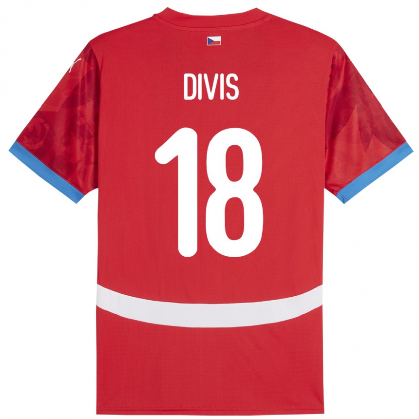 Kinder Fußball Tschechien Matej Divis #18 Rot Heimtrikot Trikot 24-26 T-Shirt Luxemburg