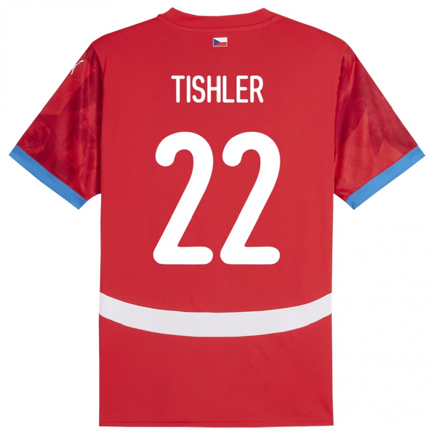 Kinder Fußball Tschechien Daniel Tishler #22 Rot Heimtrikot Trikot 24-26 T-Shirt Luxemburg