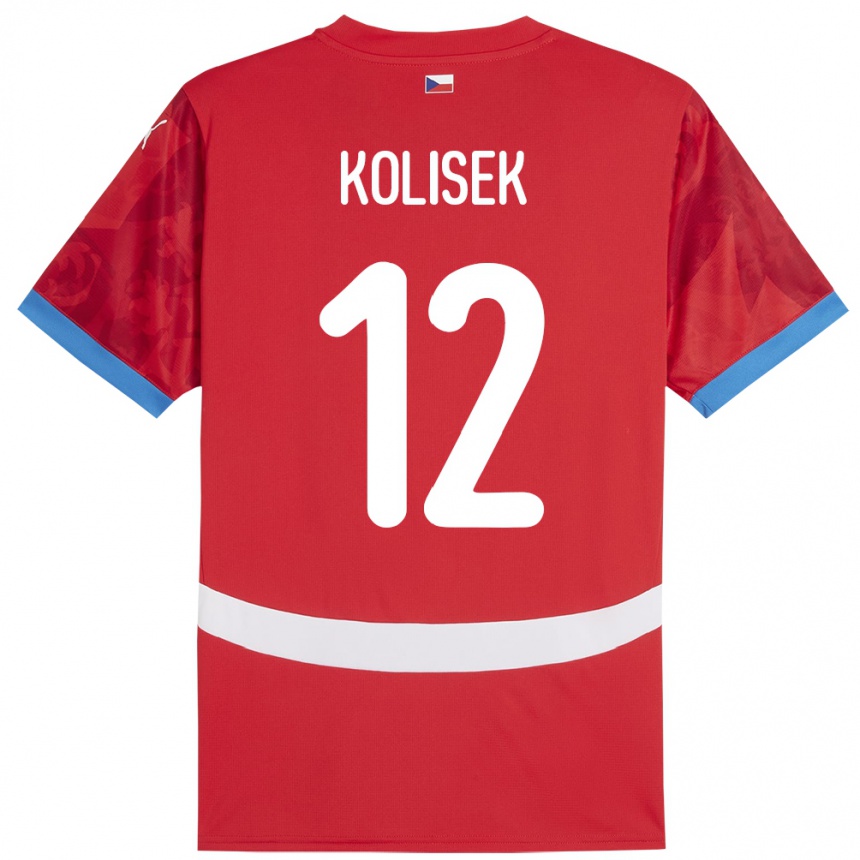 Kinder Fußball Tschechien Jakub Kolisek #12 Rot Heimtrikot Trikot 24-26 T-Shirt Luxemburg