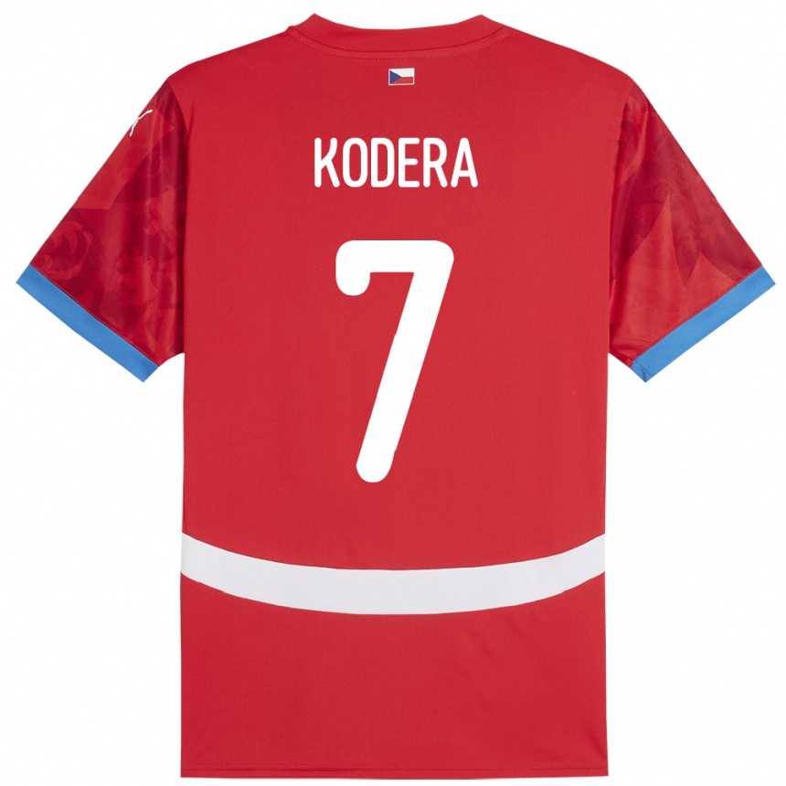 Kinder Fußball Tschechien Matyas Kodera #7 Rot Heimtrikot Trikot 24-26 T-Shirt Luxemburg