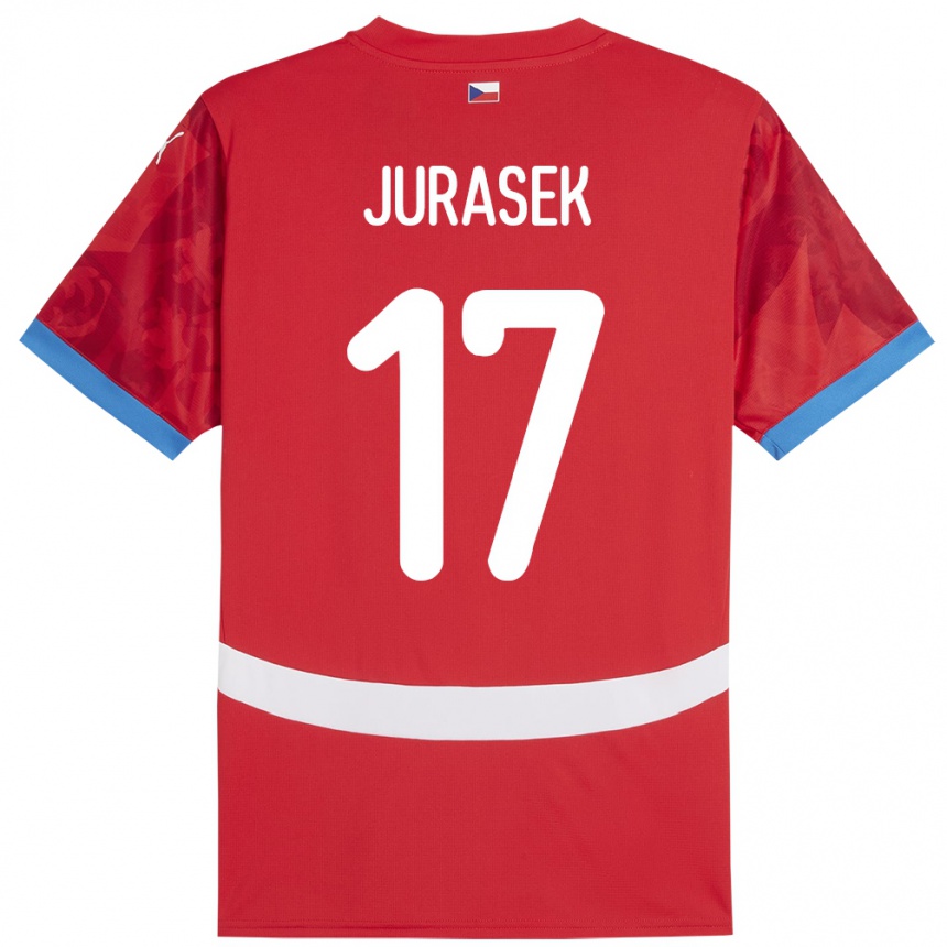 Kinder Fußball Tschechien Patrik Jurasek #17 Rot Heimtrikot Trikot 24-26 T-Shirt Luxemburg