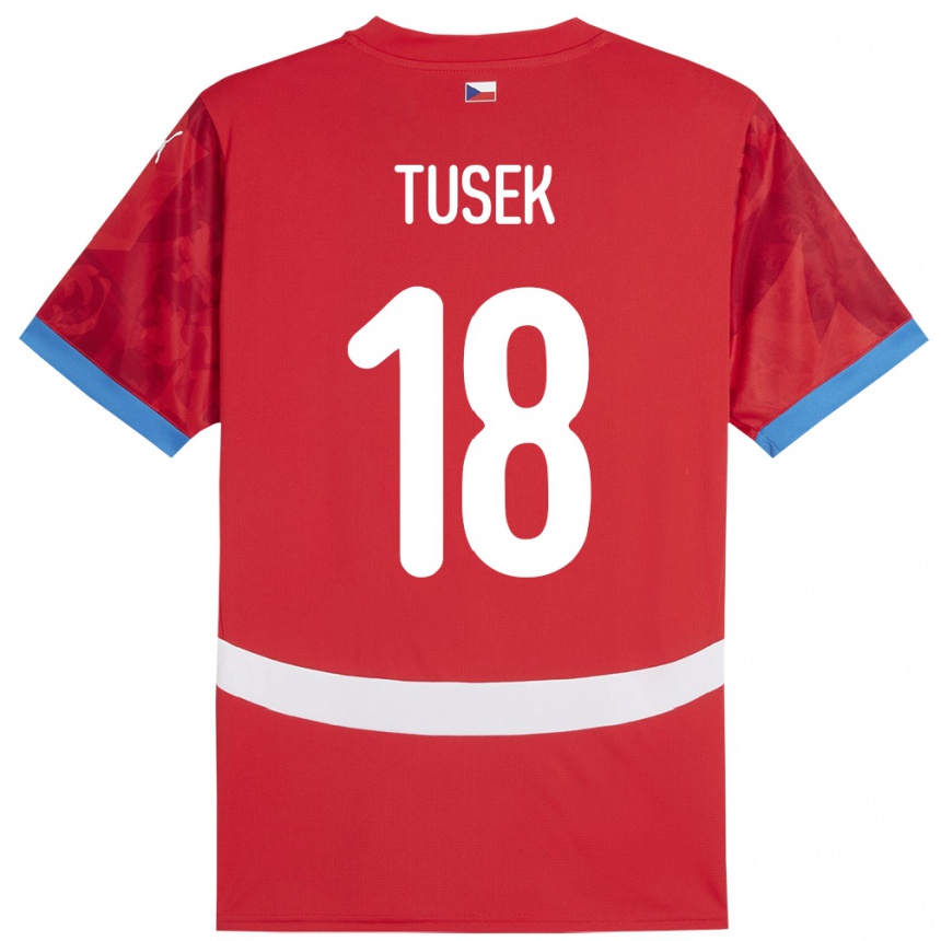 Kinder Fußball Tschechien Adam Tusek #18 Rot Heimtrikot Trikot 24-26 T-Shirt Luxemburg