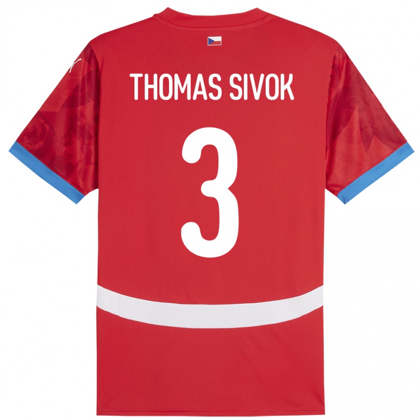 Kinder Fußball Tschechien Andre Thomas Sivok #3 Rot Heimtrikot Trikot 24-26 T-Shirt Luxemburg