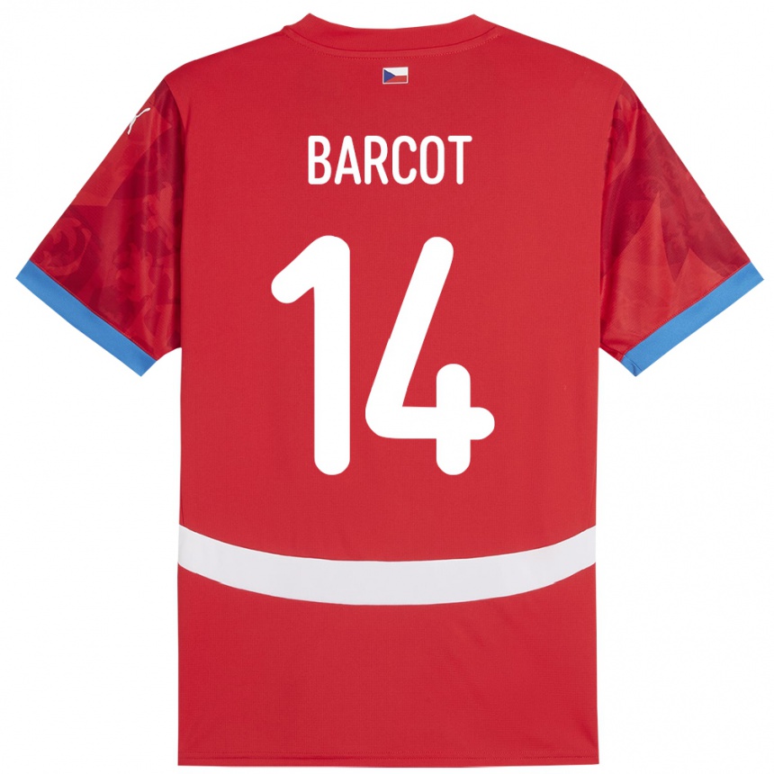 Kinder Fußball Tschechien David Barcot #14 Rot Heimtrikot Trikot 24-26 T-Shirt Luxemburg