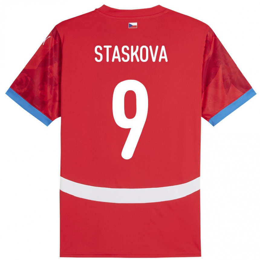 Kinder Fußball Tschechien Andrea Stašková #9 Rot Heimtrikot Trikot 24-26 T-Shirt Luxemburg