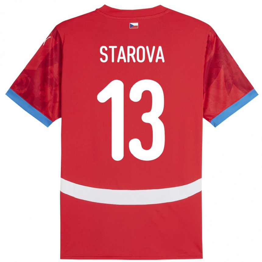 Kinder Fußball Tschechien Antonie Stárová #13 Rot Heimtrikot Trikot 24-26 T-Shirt Luxemburg
