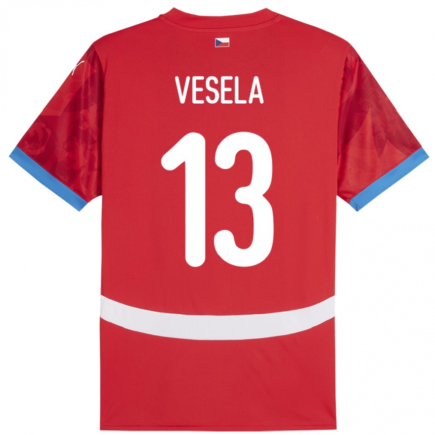 Kinder Fußball Tschechien Denisa Veselá #13 Rot Heimtrikot Trikot 24-26 T-Shirt Luxemburg