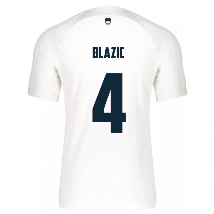 Kinder Fußball Slowenien Miha Blazic #4 Weiß Heimtrikot Trikot 24-26 T-Shirt Luxemburg