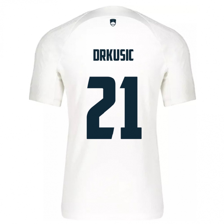 Kinder Fußball Slowenien Vanja Drkusic #21 Weiß Heimtrikot Trikot 24-26 T-Shirt Luxemburg