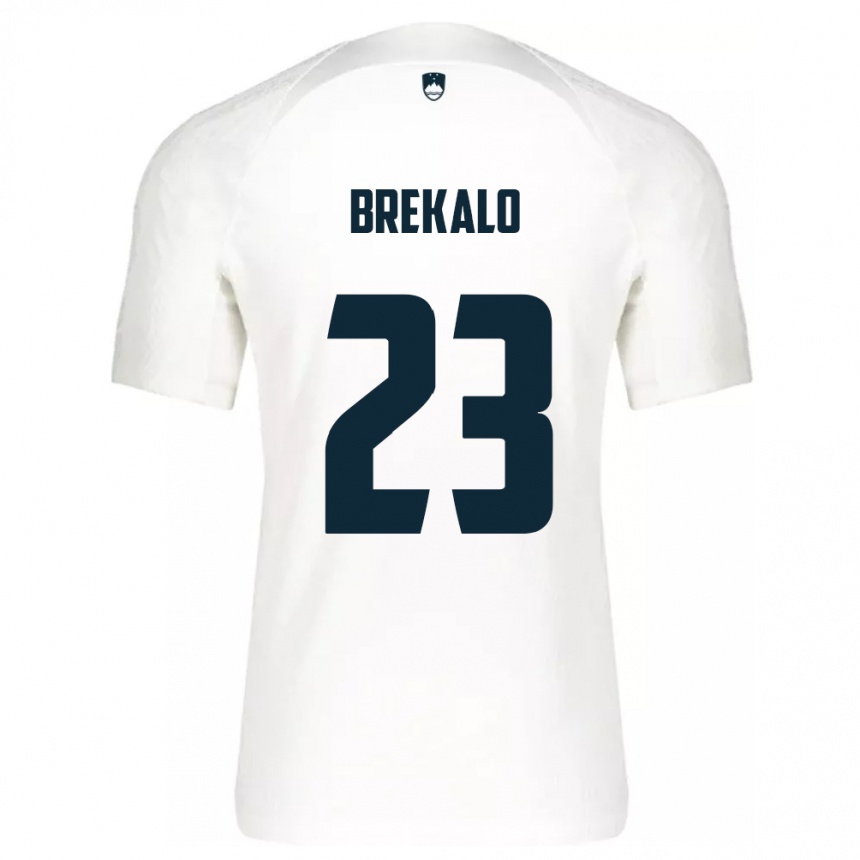 Kinder Fußball Slowenien David Brekalo #23 Weiß Heimtrikot Trikot 24-26 T-Shirt Luxemburg