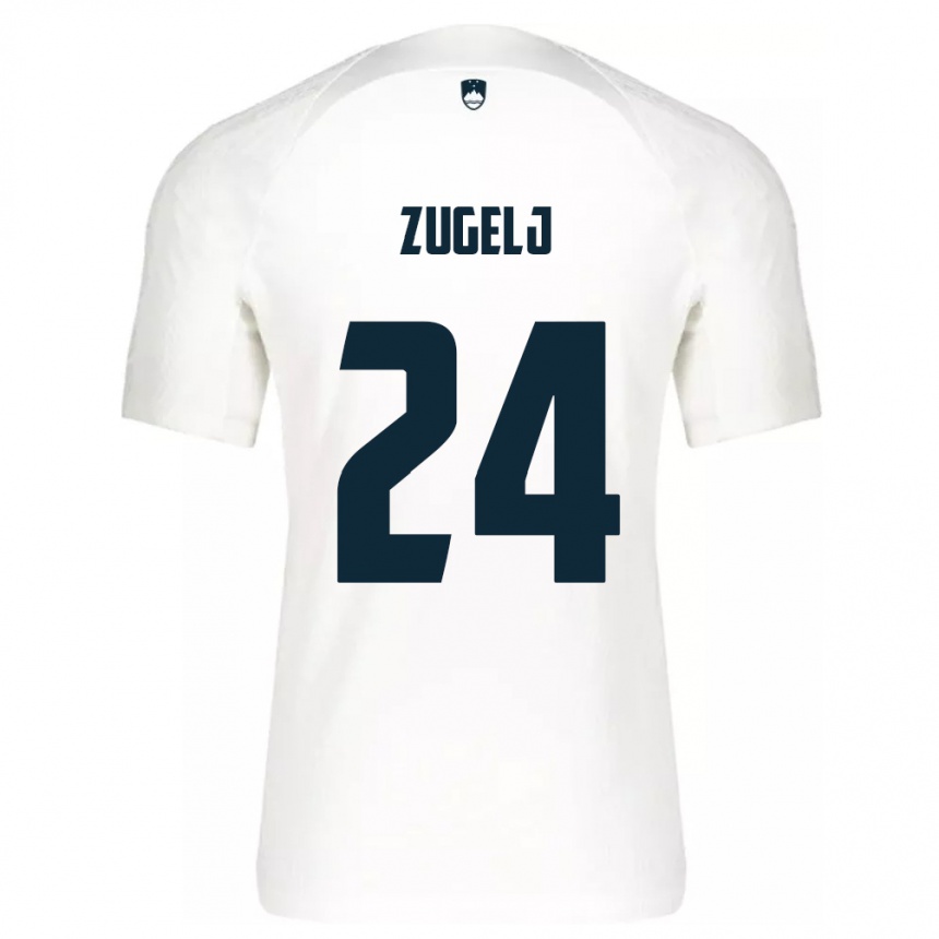 Kinder Fußball Slowenien Nino Zugelj #24 Weiß Heimtrikot Trikot 24-26 T-Shirt Luxemburg